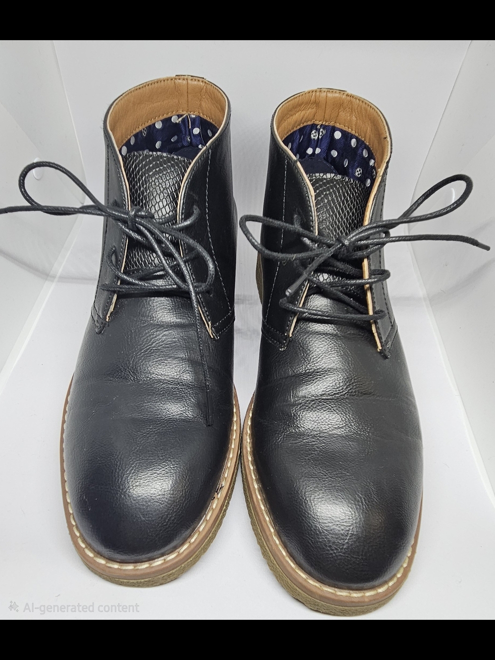 Gently Used Steve Madden Men's Black Leather Lace-Up Ankle Boots